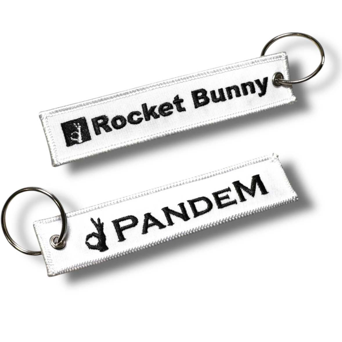 White/Black Rocket Bunny Pandem Jet Tag Keyring